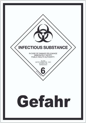 Aufkleber Ansteckungsgefahr Gefahr Infectious Substance