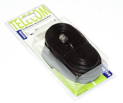 10m Telecom Fax Modem Kabel TAE 6N auf Westernstecker 6/6 ohne Brücke 6 adrig