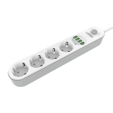 Steckdosenleiste mit 4 AC-Steckdosen, 4x USB, LDNIO SE4432, 2m (weiß)