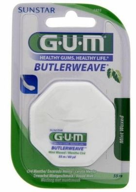 Sunstar GUM Butlerweave Zahnseide, gewachst, flach, Minze