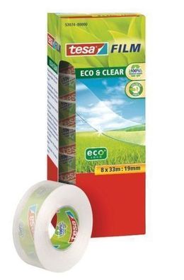 Tesa Nachhaltiges Klebeband, Transparent, 19mm x 33m, 8 Rollen Pack