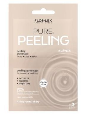 Flos-Lek Pure Peeling-Gommage fér Gesicht, Hals und Dekollet, 2x4 ml