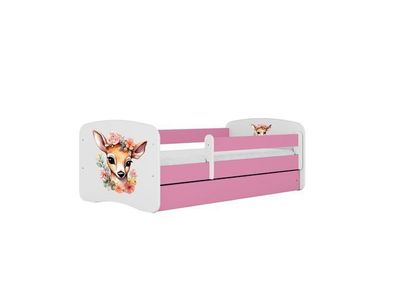 Kinderbett Bambi mit Schublade Rosa 140/70 | Jugendbett