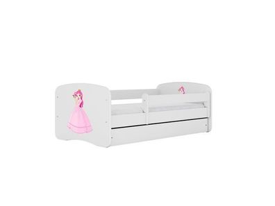 Kinderbett Prinzessin mit Schublade Weiß 180/80 | Jugendbett