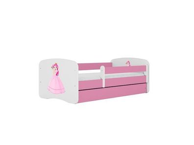 Kinderbett Prinzessin mit Schublade Rosa 140/70 | Jugendbett