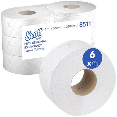 SCOTT Toilettenpapier 8511 2lagig 380m weiß 6 Rl./Pack