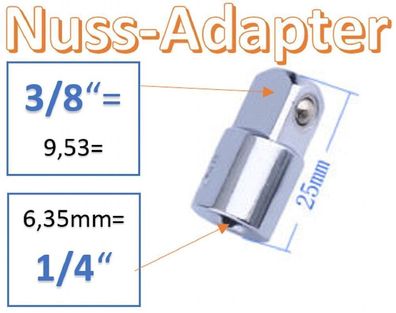 Weibl. 1/4" auf 3/8" Männlich Nuss Adapter