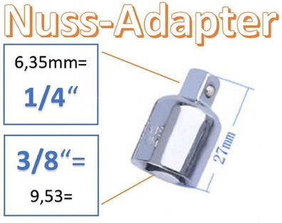 Weibl. 3/8" auf 1/4" Männlich Nuss Adapter