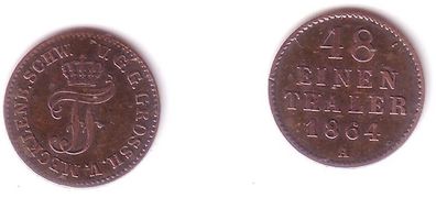 1/48 Taler Silber Münze Mecklenburg Schwerin 1864 A (112867)