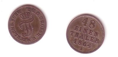 1/48 Taler Silber Münze Mecklenburg Schwerin 1864 A (112124)