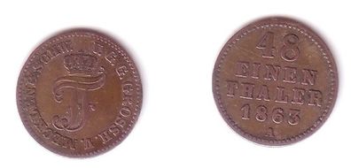 1/48 Taler Silber Münze Mecklenburg Schwerin 1863 A (112304)
