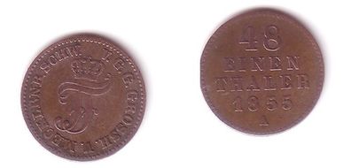 1/48 Taler Silber Münze Mecklenburg Schwerin 1855 A (112658)