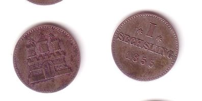 1 Sechsling Silber Münze Hamburg 1855 (112161)