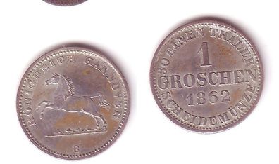 1 Groschen Silber Münze Königreich Hannover 1862 B (113552)