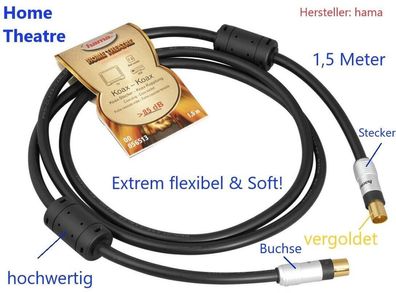Hama Antennenkabel High End Home Theater Stecker auf Buchse