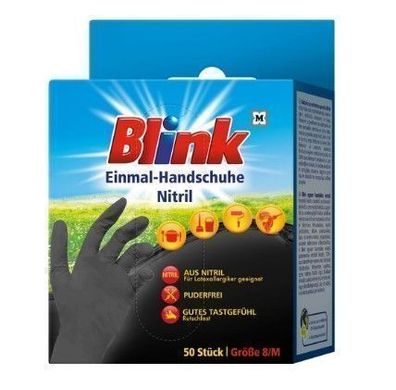 Blink Einweghandschuhe M, 50 Stk, Schwarz