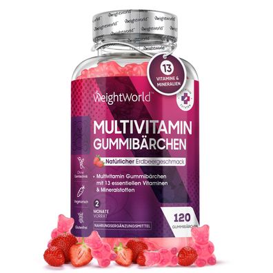 Multivitamin Gummibärchen - 120 Gummies mit 13 Vitaminen & Mineralstoffen-WeightWorld