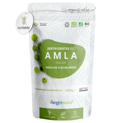 Bio Amla Beeren Pulver - 200g Indische Stachelbeere - Bio Zertifiziert - WeightWorld