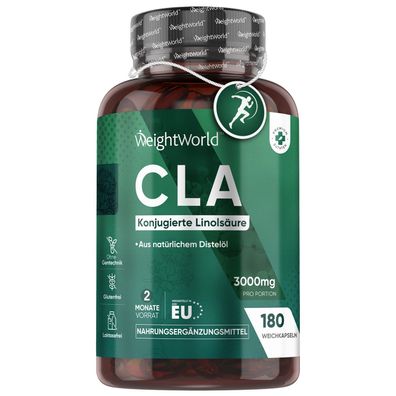 CLA Kapseln - 3000 mg CLA pro Tagesmenge - 180 Softgels - Conjugated Linoleic Acid