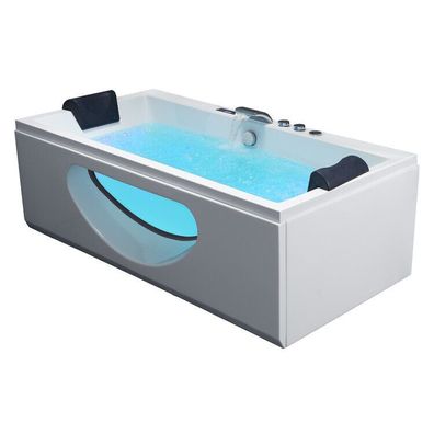 Whirlwanne AWT GE114TSL 180x90 Whirlpool Badewanne Massage Wasserfall Ozon