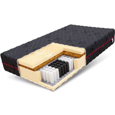 Matratze 180x200 Taschenfederkern DARK 7 Zonen H3 Kokos HR-Schaum Massage 24 cm