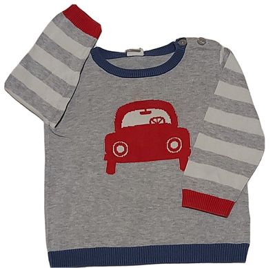 H&M Pullover Gr. 74 Junge Auto langarm Oberteil Pulli Kinder #A5#