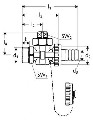 SCHELL F+E-Kükenhahn Schlauchverschraubung, 12,5bar, 1/2", ms 139070099