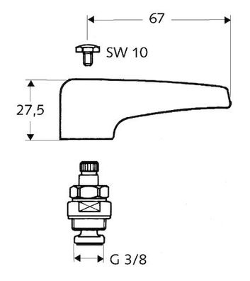 SCHELL Spezial-Oberteil Hebelgriff, 3/8", chrom 222090699