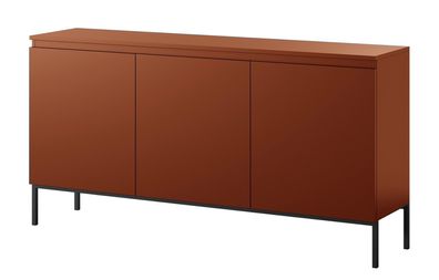 Selsey Bemmi - 3-trige Kommode, Ziegelrot mit Metallbeinen, 150 cm