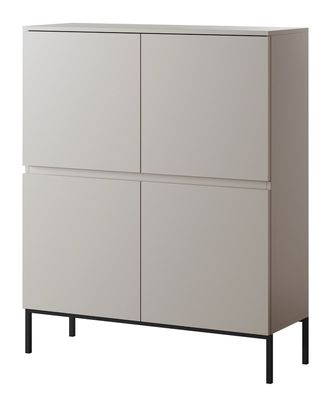 Selsey Bemmi - Highboard Hochkommode 4-trig, Beige mit schwarzen Beinen, 100 cm