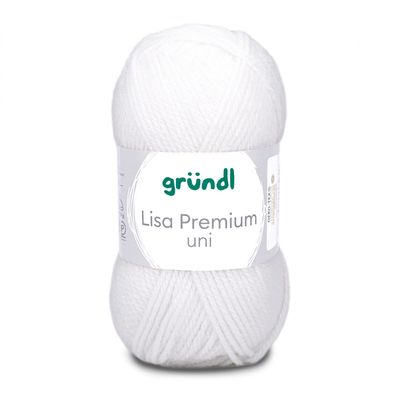 50g Gründl Lisa Premium Uni | 01 weiß | Wolle Garn Stricken Häkeln 33,00€/kg