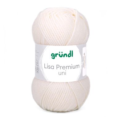 50g Gründl Lisa Premium Uni | 02 creme | Wolle Garn Stricken Häkeln 33,00€/kg