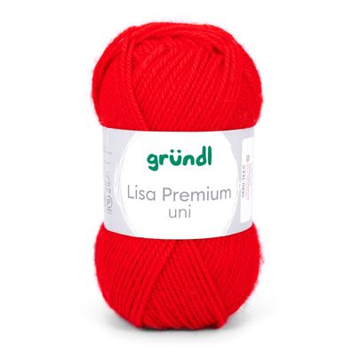 50g Gründl Lisa Premium Uni | 12 signalrot | Wolle Garn Stricken Häkeln 33,00€/kg