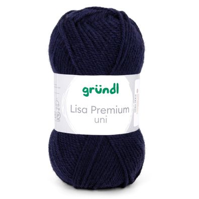 50g Gründl Lisa Premium Uni | 19 marine | Wolle Garn Stricken Häkeln 33,00€/kg