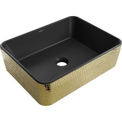 Mexen Catia Aufsatzwaschbecken 48x37 cm Schwarz/Gold, Matt Keramik Design