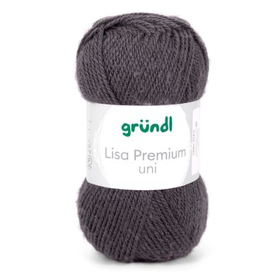 50g Gründl Lisa Premium Uni | 25 anthrazit | Wolle Garn Stricken Häkeln 33,00€/kg