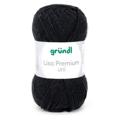 50g Gründl Lisa Premium Uni | 26 schwarz | Wolle Garn Stricken Häkeln 33,00€/kg