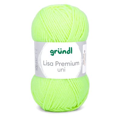 50g Gründl Lisa Premium Uni | 27 neongelb | Wolle Garn Stricken Häkeln 33,00€/kg