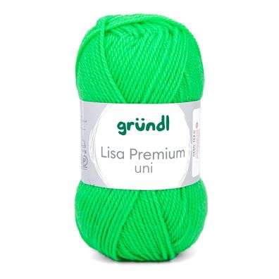 50g Gründl Lisa Premium Uni | 29 neongrün | Wolle Garn Stricken Häkeln 33,00€/kg