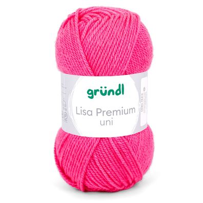 50g Gründl Lisa Premium Uni | 30 neonpink | Wolle Garn Stricken Häkeln 33,00€/kg