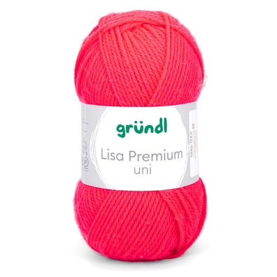 50g Gründl Lisa Premium Uni | 47 neonkoralle | Wolle Garn Stricken Häkeln 33,00€/kg