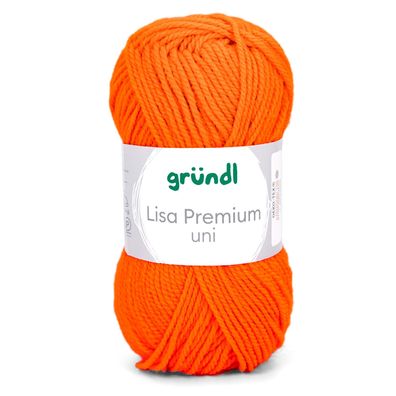 50g Gründl Lisa Premium Uni | 50 neonorange | Wolle Garn Stricken Häkeln 33,00€/kg