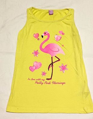 Top gelb Flamingo Gr. 128 Mädchen dopo dopo Shirt ärmellos * B6*