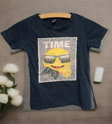 Dopo dopo T-Shirt Gr. 116 Junge Wendepailletten Emoji Kurzarm Shirt * A14*