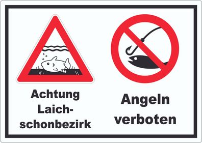 Achtung Laichschonbezirk Angeln verboten Aufkleber