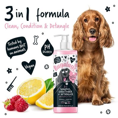 Bugalugs Hundeshampoo 3in1 Conditioner Entwirrer