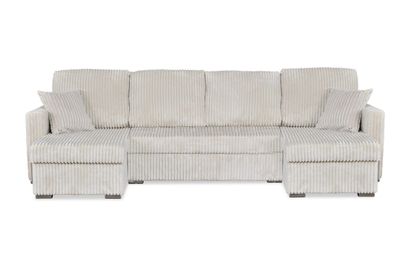 Ecksofa Designer, Sofa U-Form Rene stoff Estella Ecru