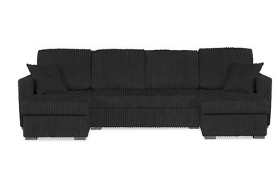 Ecksofa Designer, Sofa U-Form Rene stoff Estella Schwarz