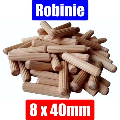 100stk. Holzdübel Riffeldübel Robinie , Ø 8 x40mm, Profiqualität, Din 68150