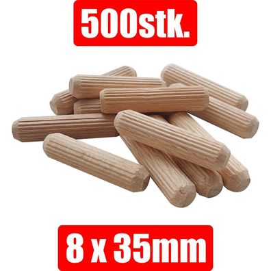 Holzdübel Dübel Riffeldübel Möbeldübel Buche Ø 8mm x 35mm 500stk